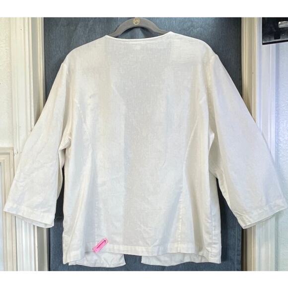 Chico's Womens 3 (U.S. XL) White Open Cardigan Linen Blend Summer Lagen Hobo - Picture 2 of 5